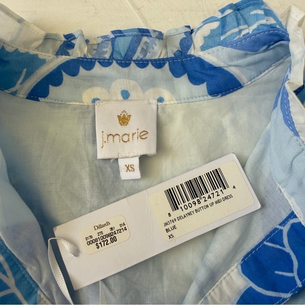 J.Marie The Charlotte Delaney Button Up Midi Dress Blue Size XS NWT - Picture 6 of 9